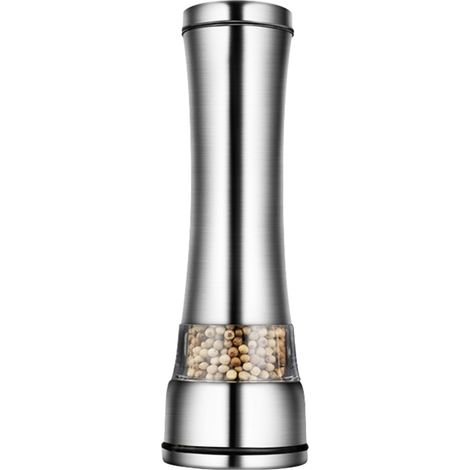 Moulin À Sel Et Poivre - En Acier Inoxydable 304 Et Verre Borosilicaté - Réglage De La Mouture - Usage Cuisine Maison - Lot De 2 (1/5)