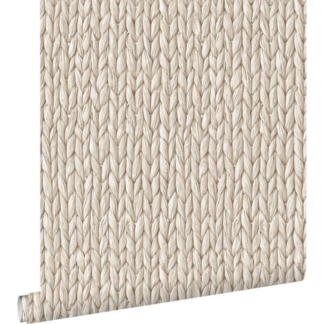 Papier peint intissé osier tissé beige crème clair – Dimensions 53cm x 10.05m – Raccord droit – Pose facile sans table à tapisser – Estahome