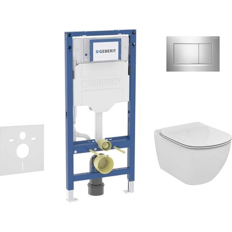 Geberit Duofix - Set per installazione pre- parete, vaso Tesi e sedile softclose, pulsante Sigma30, cromo lucido/cromo opaco SANI11CD1137