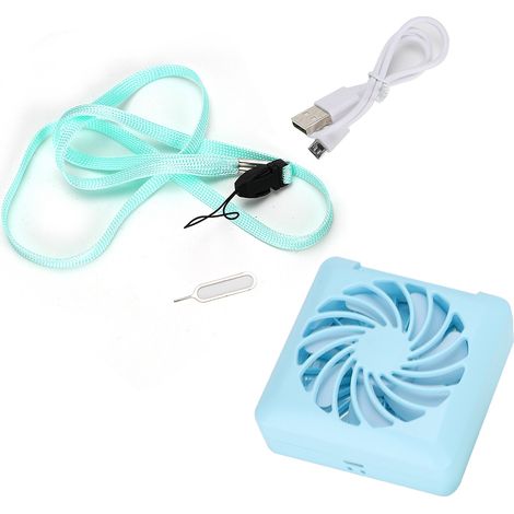 Mini miroir de maquillage portable rechargeable par USB avec ventilateur et support pour téléphone portable (bleu)-AquaForge (1/5)