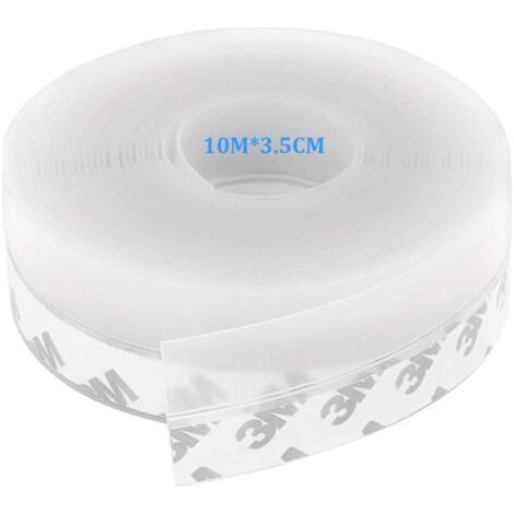 Bas de Porte Adhésif, 10M x 3,5CM Bande d'étanchéité Auto-adhésive de Silicone pour Porte et Fenetre. Protection contre l 'eau, Protection contre les Insectes, Réduction du Bruit(Transparent) (1/5)