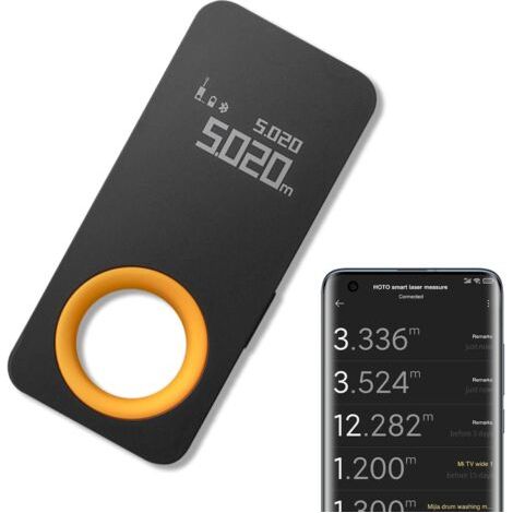 Télémètre Laser Bluetooth, Metre Laser Rechargeable, 2 Brevets, Portée: 0,05 – 30M, Usage Intérieur, Précision de ± 1/40CM, 2 Modes de Mesure, M / Ft + en Unités Commutables, Charge de Type C (1/4)