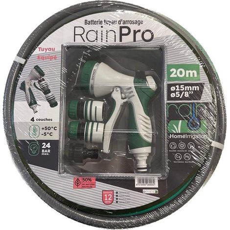 Batterie Tuyau Rainpro D15x20m + Pistolet 7 Fonctions Et Raccords - Rain Irrigation