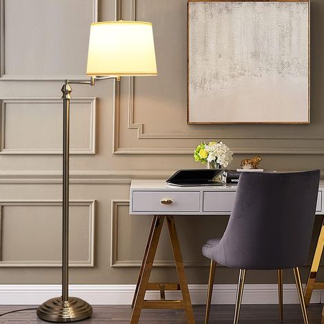 COSTWAY Stehlampe Standleuchte, Stehleuchte mit Basis & Lampenschirm zum Lesen, Moderne Wohnzimmerlampe Bodenlampe für Wohnzimmer Schlafzimmer Büro (1/5)