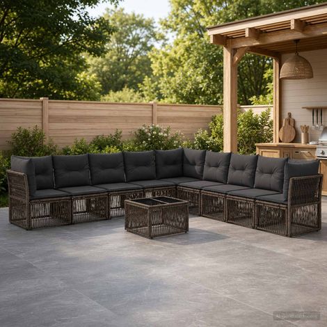 Set Divano da Giardino 10 pcs Grigio polyrattan vidaXL (1/5)