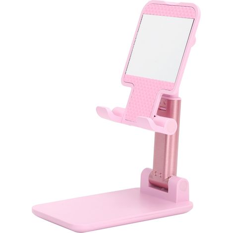 Faltbarer und einziehbarer, multifunktionaler Handy-Ständer für Tablets, ideal zum Serien schauen und Videospielen (rosa). (1/5)