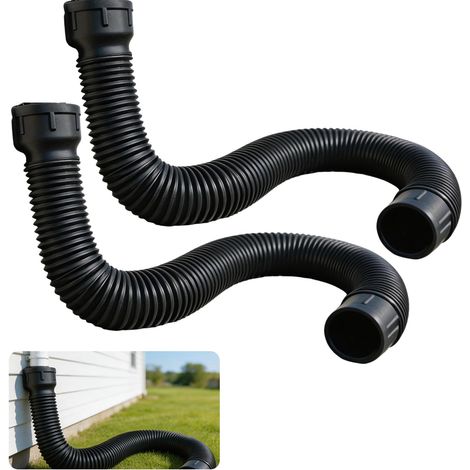 2 PCS Rallonge Gouttiere Flexible, Rallonge de Bec de Descente pour 80/100 mm Descente, Rallonge de Tuyau de Descente Rétractable, Extension de Bec de Descente de Gouttière Ajustable de 38 à 150 cm (1/5)