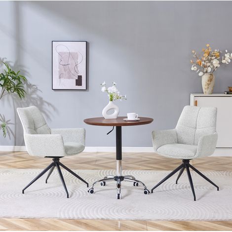 Sillas de comedor giratorias, set de 2, tejido gris claro, metal negro HAVRYA (1/5)