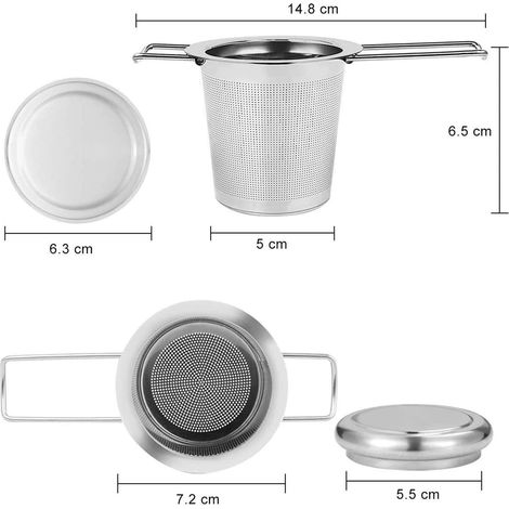 Infuseur à thé pliable acier inoxydable avec couvercle (1/4)