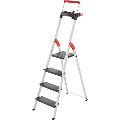 Escabeau de sécurité pliable en aluminium 4 marches larges Hailo L100