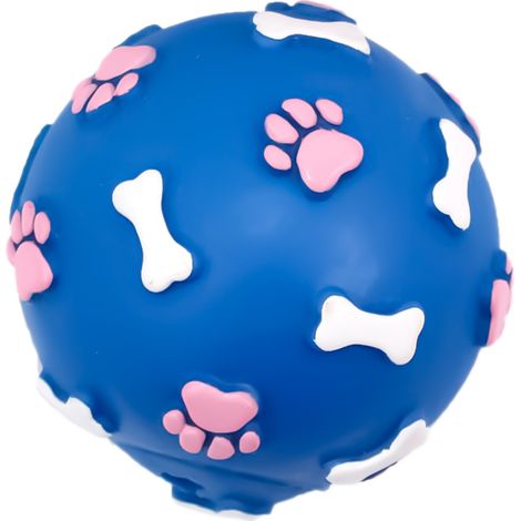Juguete de goma Pet Nova - pelota con estampado de huellas y huesos, azul, 9 cm (1/5)