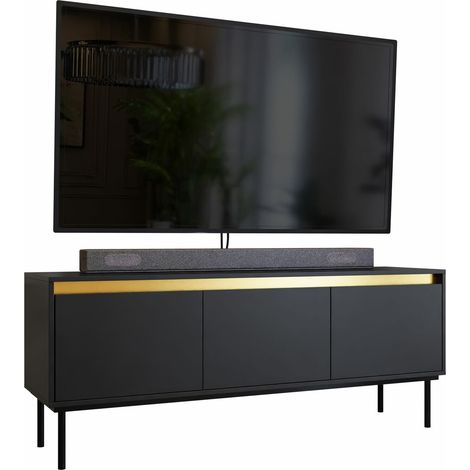 Meuble TV Comfivo Betula, Noir, Le nombre de portes: 0, Nombre de tiroirs: 0, 150x60x40cm
