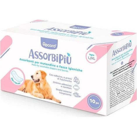 10 assorbenti taglia l/xl 23,5x7,6 cm: Assorbipiu assorbenti per mutandine e fasce igieniche per cani (1/2)