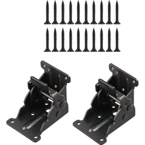 2 charnières autobloquantes noires, charnières pliantes invisibles, supports pliants, charnières de support de table et de chaise (1/5)