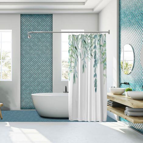 Tringle à rideau de douche extensible en acier inoxydable 304 en forme de L (100-133 cm x 180-215 cm), installation sans perçage, pour salle de bain, habillement, espace privé (1/5)