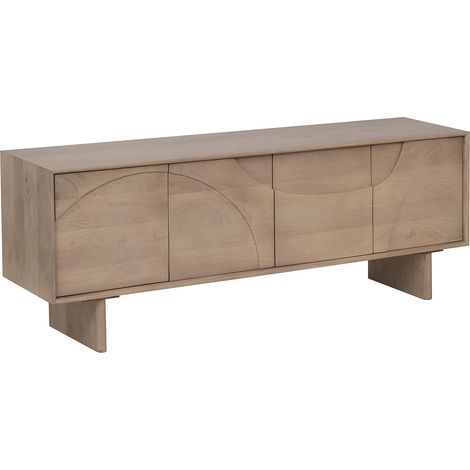 Meuble TV avec 4 portes en bois de manguier - Naturel clair - BERLAMA de Maison Céphy