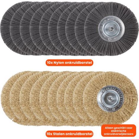 Set mit 10 Universalbürsten für elektrische Freischneider – Rasentrimmer – Stahl- und Nylonbürsten – 11 cm – Gelenkbürsten – Kantenschneider (1/5)