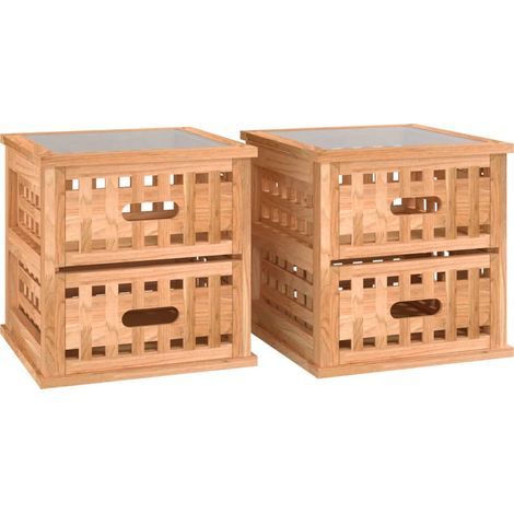 Set 2 comodini con due cassetti 34 x 34 x 34 cm legno massello di noce DEC034746