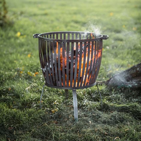 Garden Trading Barrington Fire Pit Basket Bowl Outdoor Heater Large Black