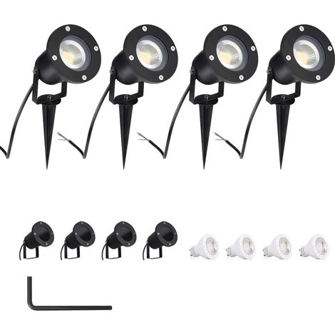 4PCS 5W GU10 Spots Etanche pour Extérieur, Jardin, Chemin, Allé De Jardin Ampoules Blanc Froid Lampes Solaires AC85-265V 4000-4200K (1/5)