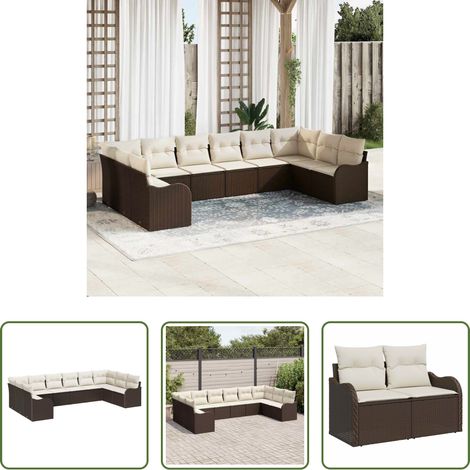 vidaXL Canapé de jardin - Ensemble de canapé de jardin Marron polyrotin (1/5)