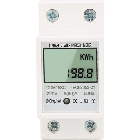 Compteur d'énergie électronique monophasé 5-80A DDM15SC avec affichage numérique LCD et montage sur rail DIN (1/4)