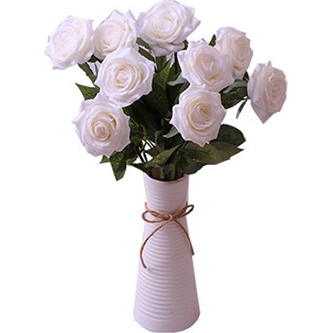 Bouquet De Fleurs Artificielles En Tissu Blanc Pour Décoration Maison Et Événements - 1 Pièce (1/2)