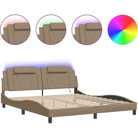 Maison Exclusive - Cadre de lit Viana avec LED sans matelas cappuccino 180x200 cm (1/5)