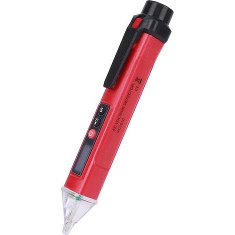 AC12-1000V Digital Voltage Detector, Non-Contact Voltage Detector Pen, Circuit Tool, Flashlight, Low Battery Indicator (Red + Black) - AquaForge (1/4)