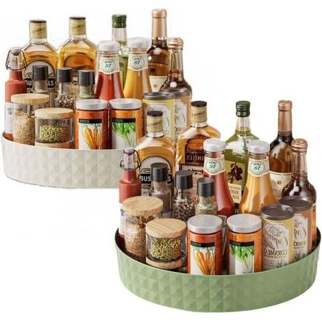 2 Pièces Plateau Tournant Placard Cuisine, Rangement Cuisine Organisateur Rangement Epices, Lazy Susan Plateau Tournant Cuisine, Multifonctionnel Plateau Tournant Cuisine (1/5)