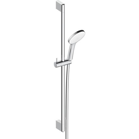Duschsystem Duravit Universal 700 mm, höhenverstellbare Handbrause, Strahlart Rain, Brauseschlauch mit Verdrehschutz, Chrom/Weiß (1/2)