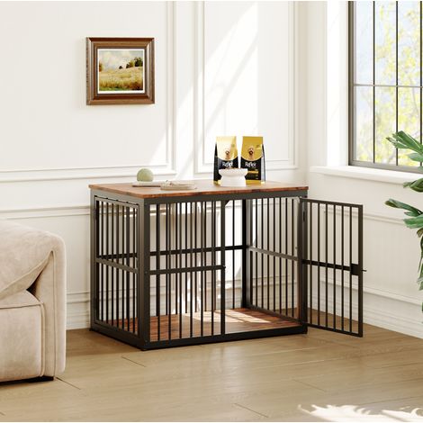 Mobile kennel per cani 3 porte ferro e legno 84x56x66 OKMYHOME (1/2)
