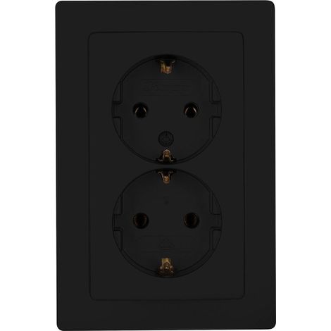 Enchufe mural bipolar con toma de tierra,negro mate,Enchufe IP20,sin protección contra descargas eléctricas,Enchufe empotrado 16 A y 250 V (1/5)