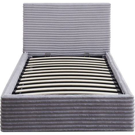 Lit Coffre MAIA 90x190cm Côtelé Gris avec Sommier (1/5)