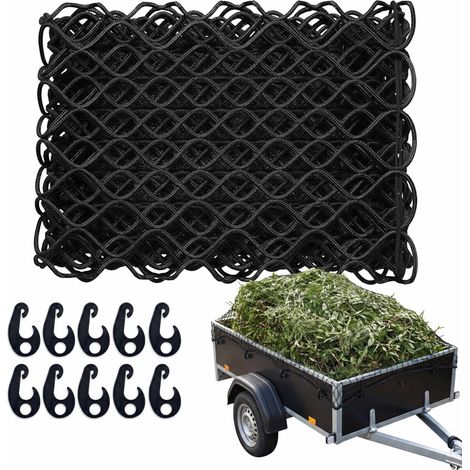 Rete per rimorchio, nera, 1x2 m, in plastica PP resistente (1/5)
