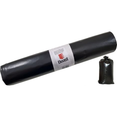 10 Sacs Poubelles 120 litres 70 x 110 cm PEBD 60µ Sans Lien de Fermeture Spécial Chantier - Haute résistance - Beast