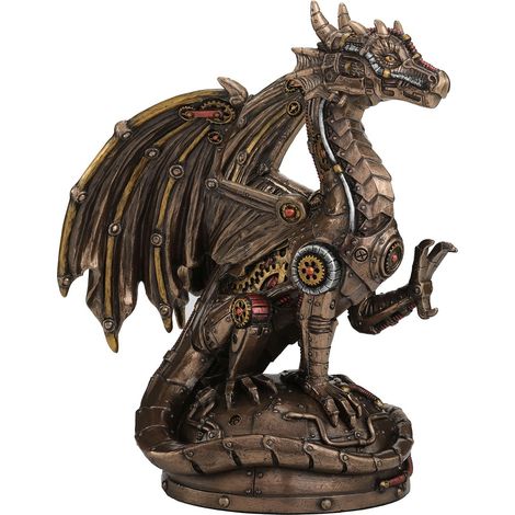 Signes Grimalt Dragon Mech Gear Nico Fantasia Figurine Déesse Gris 21x12x17cm