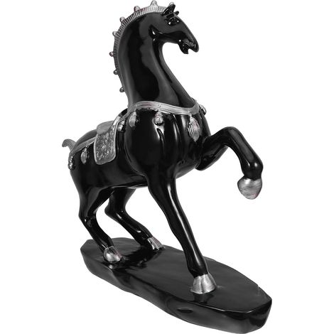 Statue de Cheval Debout en Résine Noire – Grosse Figurine Feng Shui 2026, Ornement Décoratif Chinois pour Bureau et Intérieur, Symbole de Richesse et Chance – Sculpture Artisanale (1/5)