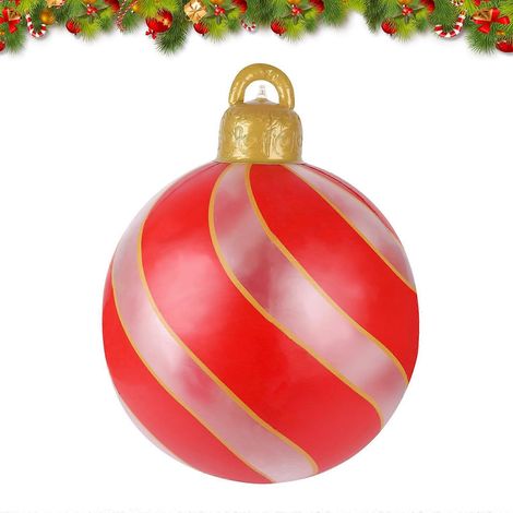 Aufblasbare Weihnachtskugel, 60 cm dekorierte Weihnachtskugel, dekorierte Weihnachtskugel für draußen, große hängende Weihnachtskugel, Weihnachtsdekoration (1/5)