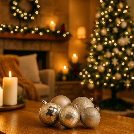 Palline per albero di Natale MirrorMix color Argento, addobbo natalizio elegante -9 palline da ⌀ 8 cm (1/5)