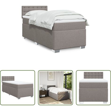 vidaXL Surmatelas - Sommier à lattes de lit avec matelas Taupe 90x190 cm Tissu (1/5)