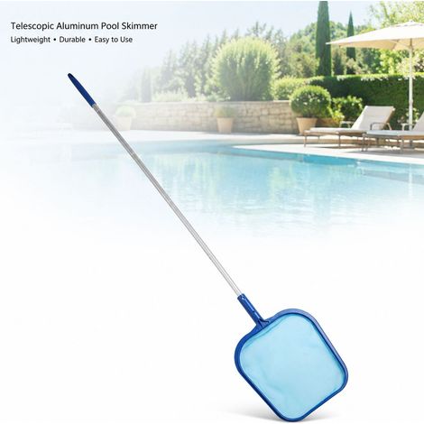 Écumoire de Piscine Télescopique Aluminium Bleu 1,2m Maille Renforcée Outil Nettoyage Rapide Feuilles Débris (1/5)