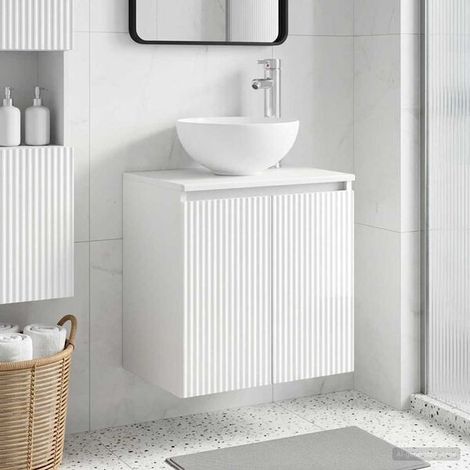 Vanité de lavabo mural Blanc Brillant 49,5 x 35 x 63 cm, Design Moderne (1/5)