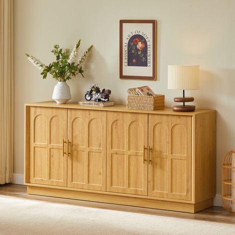 Aparador MEUBLIV 169 x 40 x 80 cm natural - 4 puertas, estantes regulables (1/5)