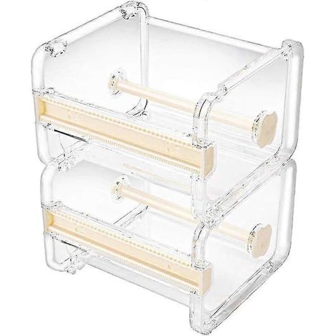 Lot de 2 distributeurs de bureau transparents, coupe-ruban adhésif, porte-rouleau de ruban adhésif (ruban de masquage non inclus) (beige)xnsa (1/5)