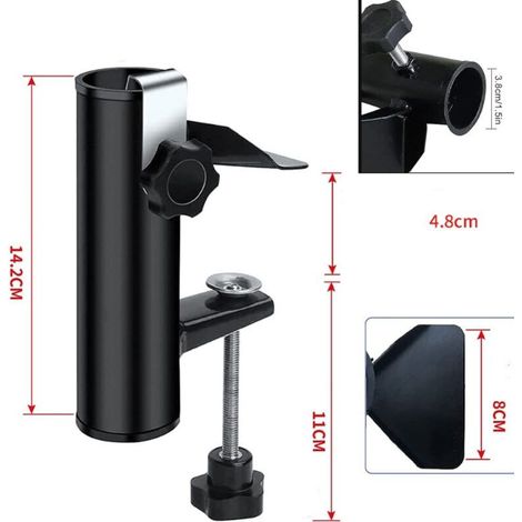 (Nero) Supporto per ombrellone da balcone, supporto per ombrellone, morsetto per balcone, supporto per tavolo per ombrellone, accessori, fissaggio per balcone, terrazza o tavolo - Ombrelloni da balcon (1/4)