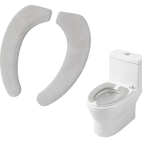Toilet Seat Cover Self Adhesive Thick Washable Toilet Seat Cover Warm Plush Thick Antibacterial Toilet Seat Cover for Oval Toilet Seat Large Size (1/5)
