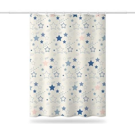 Pentagram Waterproof Shower Curtain - 180x180cm - Mold Resistant - Blue