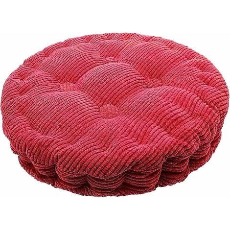 Coussin de chaise rond épais coussin de chaise rond coussin de siège rembourré maison jardin salle à manger 40cm rouge foncé. (1/4)