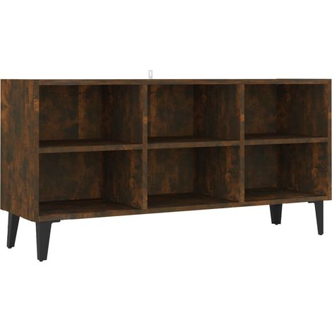 Mobile TV multimediale scaffale TV credenza TV sala da pranzo soggiorno camera da letto con gambe in metallo rovere affumicato 1035 x 30 x 50 cm marrone 020026876